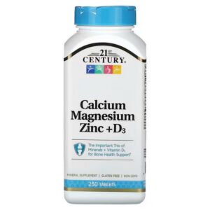 21st Century, Calcium-Magnesium-Zinc + D3, 250 tablets,21st Century, Calcium-Magnesium-Zink + D3, 250 Tabletten