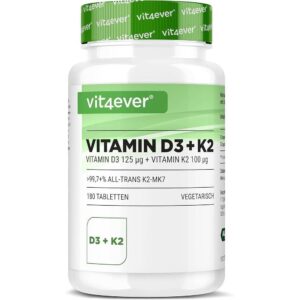 VITAMIN D3 5,000 IU + VITAMIN K2 100 mcg NATURAL 180 TABLETS VIT4EVER