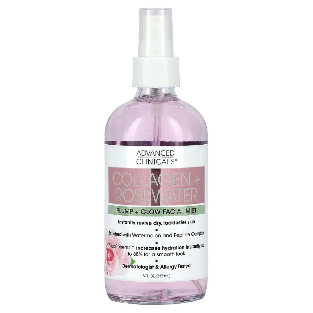 Advanced Clinicals, Collagen + Rosewater, Plump + Glow Facial Mist, 8 fl oz (237 ml),Advanced Clinicals, Kollagen + Rosenwasser, Plump + Glow Facial Mist, 237 ml (8 fl. oz.)