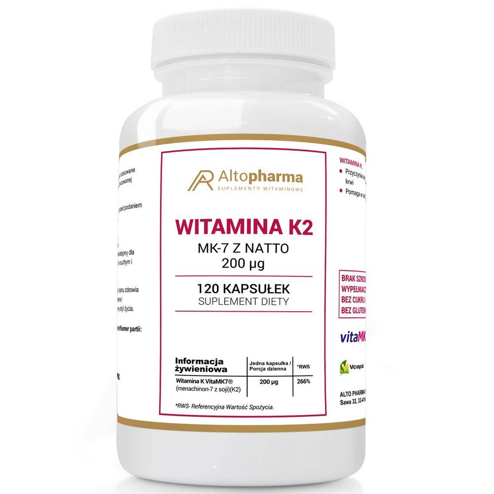 Alto Pharma,VITAMIN K2 VitaMK7 dietary supplement ,120 pcs,WITAMINA K2 VitaMK7 suplement diety