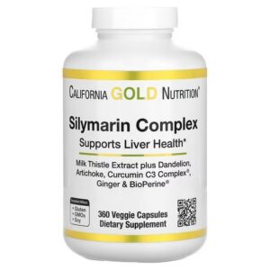 California Gold Nutrition, Silymarin Complex, Milk Thistle Extract and Dandelion,360 Vegetarian Capsules,California Gold Nutrition, комплекс с силимарином, экстракт расторопши и одуванчик,360 растительных капсул