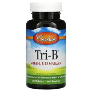 Carlson, Tri-B with B6, B12 and Folic Acid, 360 tablets,Carlson, Tri-B, комплекс с витаминами B6, B12 и фолиевой кислотой, 360 таблеток