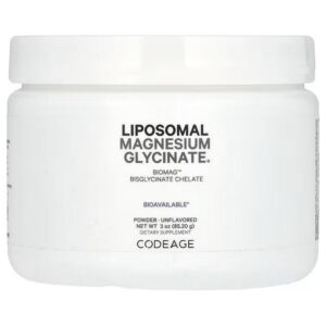 Codeage, Liposomal Magnesium Glycinate Powder, Unflavored, 3 oz (85.2 g),Codeage, липосомальный глицинат магния в порошке, без вкусовых добавок, 85,2 г (3 унции)