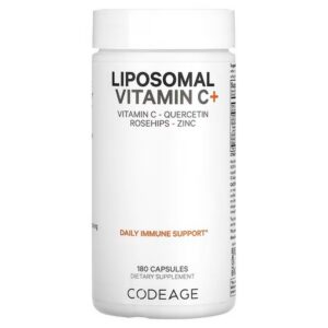 Codeage, Vitamins, Liposomal Vitamin C+, Vitamin C, Quercetin, Rosehip, Zinc, 180 Capsules,Codeage, витамины, липосомальный витамин C+, витамин C, кверцетин, шиповник, цинк, 180 капсул