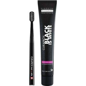 CURAPROX black is white charcoal toothpaste and brush, 1 pcs