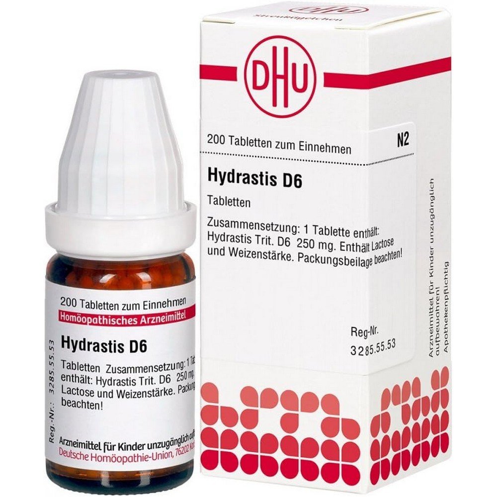 DHU Hydrastis D6 Tablets, Pack of 200 Tablets,DHU Hydrastis D6 Tabletten, Packung mit 200 Tabletten