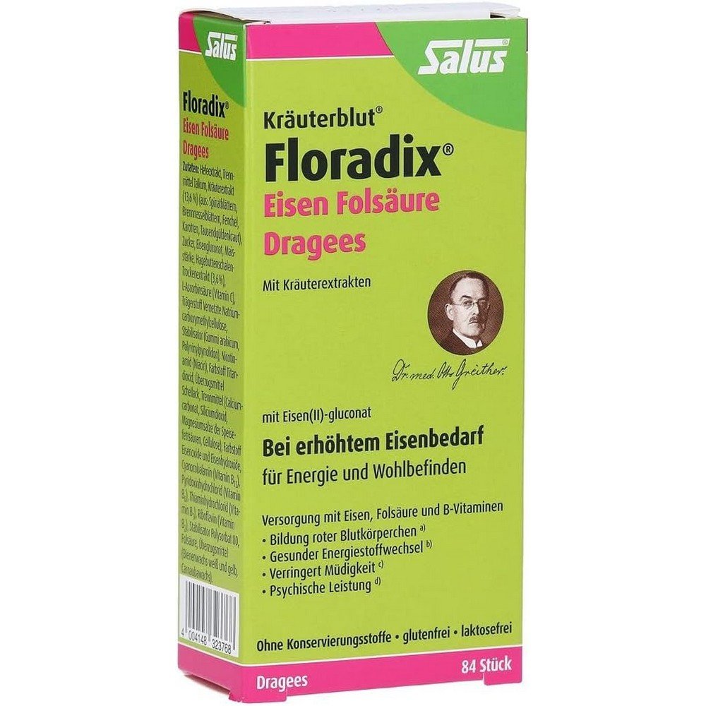 Floradix Iron Folic Acid Tablets Pack of 84, Floradix Eisen-Folsäure-Tabletten, 84 Stück