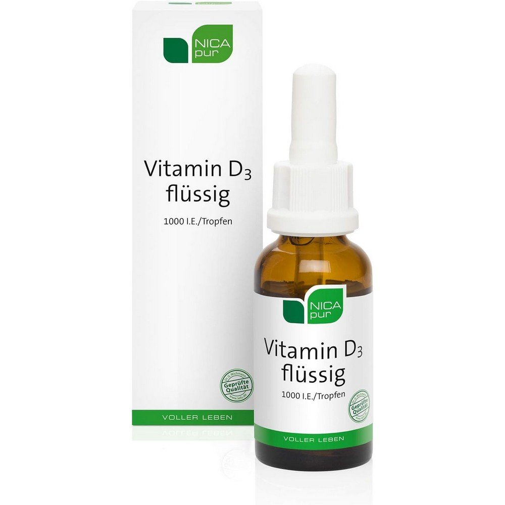 NICApur Vitamin D3 Liquid 1000 IU - High Dose Drops - 25 ml,NICApur Vitamin D3 Liquid 1000 IE – hochdosierte Tropfen – 25 ml