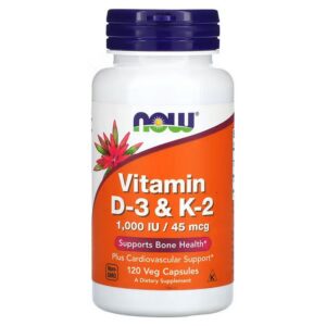 NOW Foods, Vitamin D3 and K2, 120 Vegetarian Capsules,NOW Foods, Vitamin D3 und K2, 120 vegetarische Kapseln
