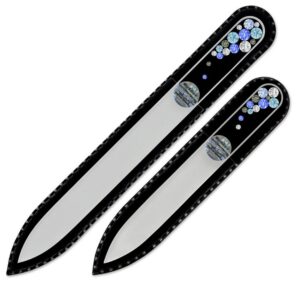Mont Bleu s.r.o.,Set of 2 Czech Glass Nail Files with crystals B-MS,Sada 2 českých skleněných pilníků na nehty s krystaly B-MS