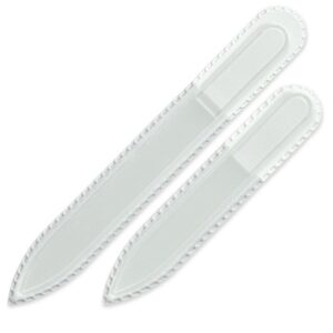 Mont Bleu s.r.o.,Set of 2 Transparent Crystal Glass Nail Files, Hand made of Czech tempered glass T-MS,Sada 2 křišťálových průhledných pilníků na nehty, ručně vyrobená z českého tvrzeného skla T-MS