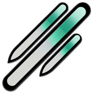 Mont Bleu s.r.o.,Set of 3 Rainbow Crystal Nail Files, Hand made of Czech tempered glass R-BMS9,Sada 3 křišťálových pilníků Rainbow, ručně vyrobená z českého tvrzeného skla R-BMS9