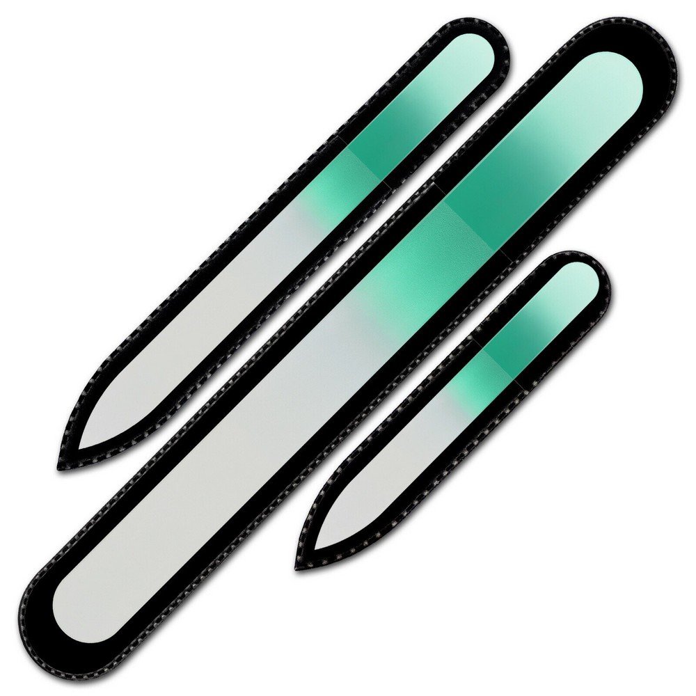Mont Bleu s.r.o.,Set of 3 Rainbow Crystal Nail Files, Hand made of Czech tempered glass R-BMS9,Sada 3 křišťálových pilníků Rainbow, ručně vyrobená z českého tvrzeného skla R-BMS9
