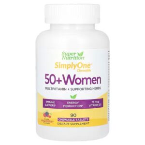Super Nutrition, SimplyOne, Multivitamin + Supportive Herbs for Women Over 50, Wild Berry, 90 Chewable Tablets,Super Nutrition, SimplyOne, Multivitamin + unterstützende Kräuter für Frauen über 50, Wildbeere, 90 Kautabletten