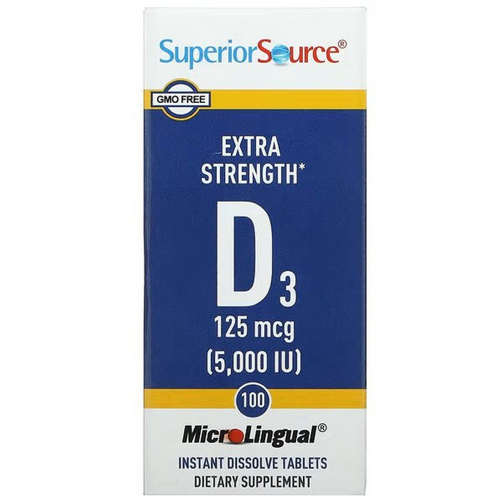 Superior Source, Extra Strength Vitamin D3, 125 mcg (5,000 IU), 100 MicroLingual Orotable Tablets,Superior Source, extra starkes Vitamin D3, 125 mcg (5.000 IU), 100 MicroLingual-Schmelztabletten