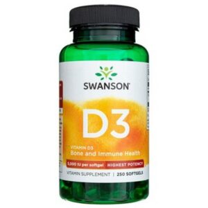 Swanson Health Products, SWANSON D3 STRONG WIT D3 250KAPS 5000IU RESISTANCE, SWANSON D3 STRONG Z ODPORNOŚCIĄ D3 250KAPS 5000IU