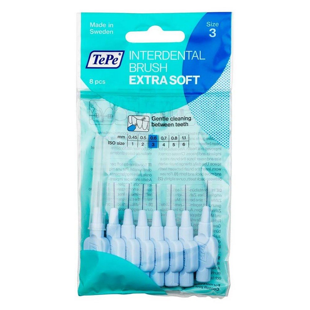 TEPE Interdental brushes Extra Soft blue 0.6 mm in a bag of 8 pcs