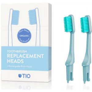 Tio replacement toothbrush head medium glacial blue 2 pcs