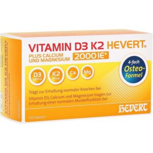 Vitamin D3 K2  plus Ca Mg 1000 IU/2 Capsules Pack of 120 Capsules,Vitamin D3 K2 plus Ca Mg 1000 IE/2 Kapseln, Pack of 120 Capsules
