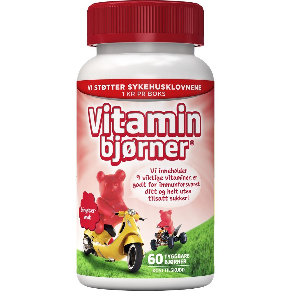 Vitaminbjørner chewable tablets with raspberry flavor 60