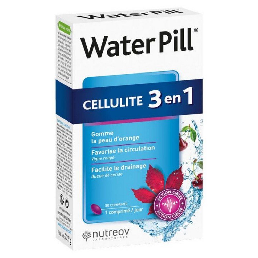 Water Pill Cellulite 3 in 1 20 tablets Nutreov, Water Pill Cellulite 3 en 1 20 comprimés Nutreov